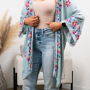One Size Fits Most Baby Blue Elsa Flower Embroidered Cardigan