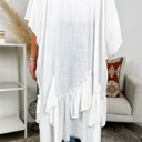 One Size Fits Most White Solid Ruffle Boho Cardigan/ Kimono