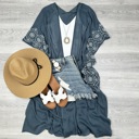 One Size Fits Most Denim Eliana Embroidered Cardigan kimono