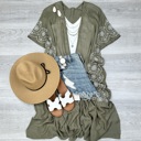 One Size Fits Most Olive Eliana Embroidered Cardigan kimono