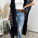 One Size Fits Most Black Eliana Embroidered Cardigan kimono