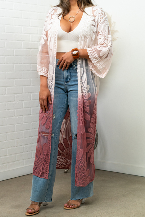 Ombre Bohemian Lace Kimono