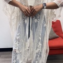One Size Fits Most Ivory Vivian Lace Embroidered Kimono
