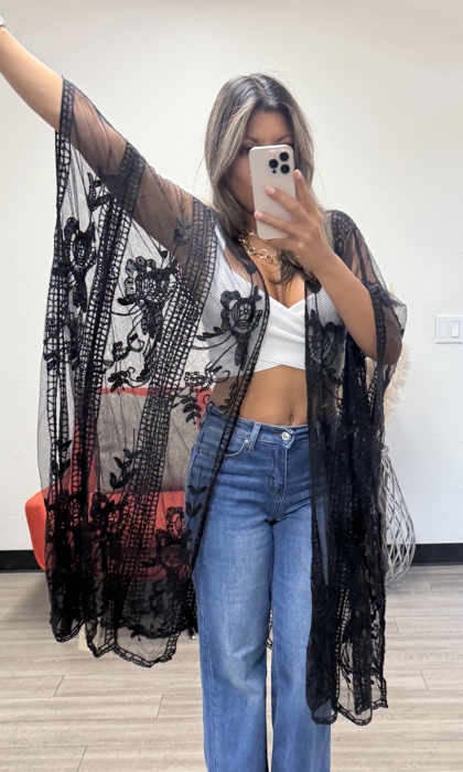 Vivian Lace Embroidered Kimono