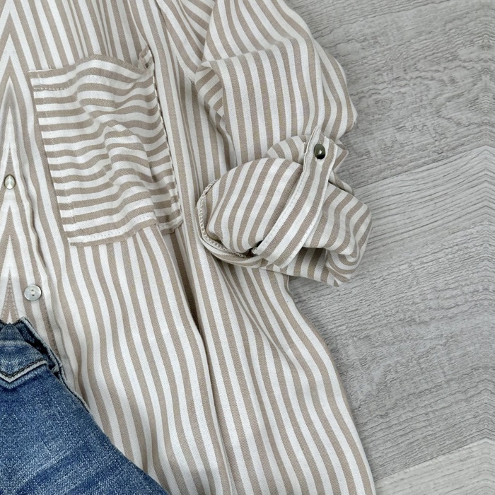 Long Sleeve Striped Button Down Shirt – Women’s Fall Casual Blouse