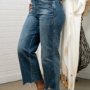 Size 27 Jane High Waist  Raw Hem Crop Wide Leg Jeans JUDY BLUE