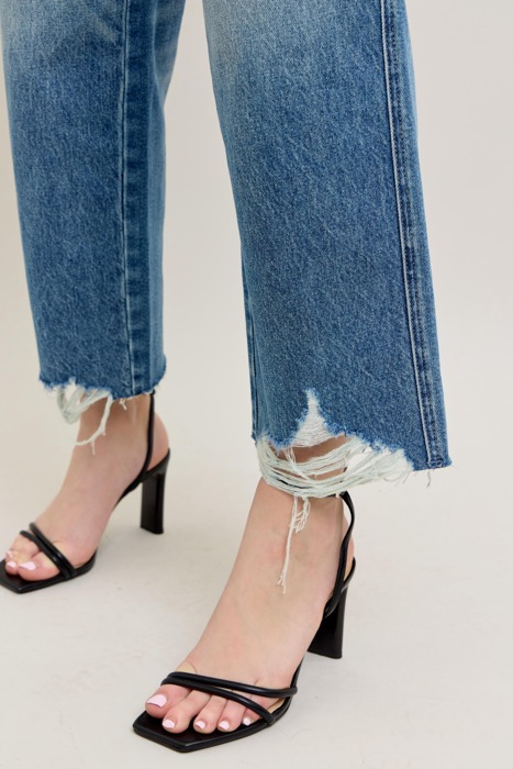 Jane High Waist  Raw Hem Crop Wide Leg Jeans JUDY BLUE