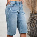 Light Wash Small Adi Distressed Jorts