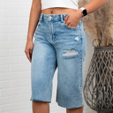 Light Wash Small Adi Distressed Jorts