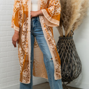 One Size Fits Most Tangerine Nadia Mesh Embroidered Boho Lace Kimono