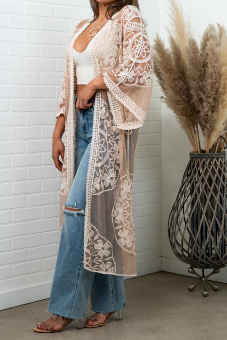 Nadia Mesh Embroidered Boho Lace Kimono