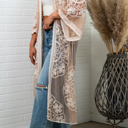 One Size Fits Most Blush Nadia Mesh Embroidered Boho Lace Kimono