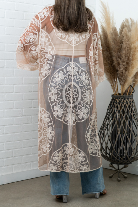 Nadia Mesh Embroidered Boho Lace Kimono