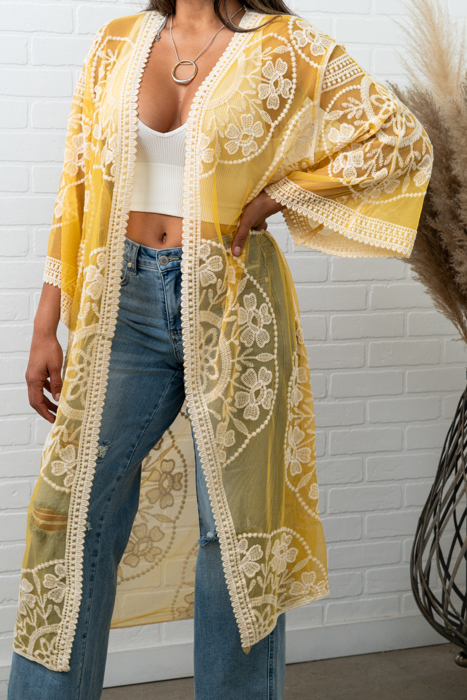 Nadia Mesh Embroidered Boho Lace Kimono