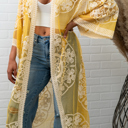 One Size Fits Most Sunshine Nadia Mesh Embroidered Boho Lace Kimono