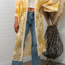 One Size Fits Most Sunshine Nadia Mesh Embroidered Boho Lace Kimono