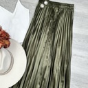 Large Olive Regina Metallic Midi Skirt