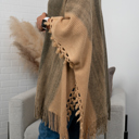 One Size Fits Most Mocha Brooke Multi-Colored Tasseled Ruana