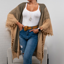 One Size Fits Most Mocha Brooke Multi-Colored Tasseled Ruana