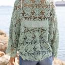 One Size Fits Most Dusty Turquoise Layla Embroidered  Floral Kimono Wrap