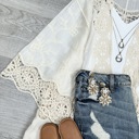 One Size Fits Most Ivory Breanna Embroidered Kimono