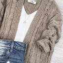 M-L Mocha Buttery Soft Cable knit Cardigan