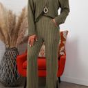Small Olive Alice Ribbed Knit Sweater V Neck Loungewear 2 Piece Set