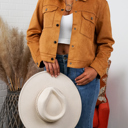 Large Camel Lyssa Suede Trucker Jacket