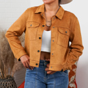 Large Camel Lyssa Suede Trucker Jacket