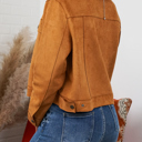 Large Camel Lyssa Suede Trucker Jacket