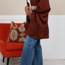 One Size Fits Most Cognac Catalina Ribbed Knit Cardigan
