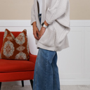 One Size Fits Most Oatmeal Catalina Ribbed Knit Cardigan