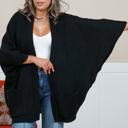 One Size Fits Most Black Catalina Ribbed Knit Cardigan