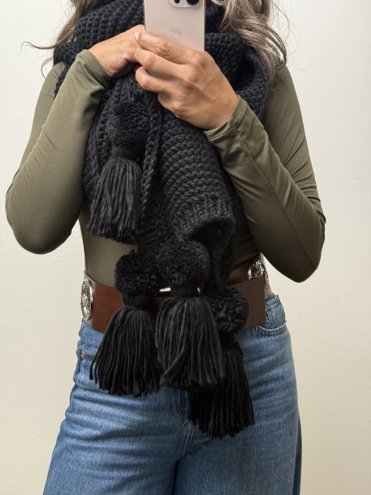 Alba Huge Knitted Pom Tassel Scarf