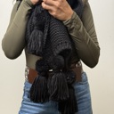Black Alba Huge Knitted Pom Tassel Scarf