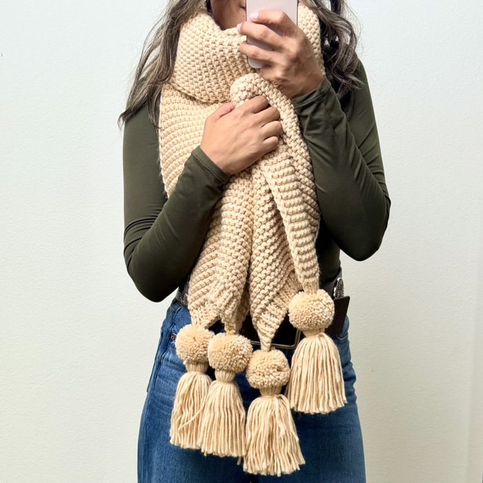 Alba Huge Knitted Pom Tassel Scarf