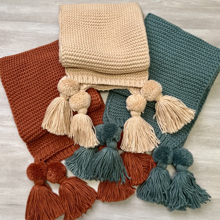 Alba Huge Knitted Pom Tassel Scarf