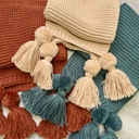 Blue Teal Alba Huge Knitted Pom Tassel Scarf