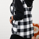 S-M Black/White Women's Hooded-Two-Tone-Flannel Fall Essential