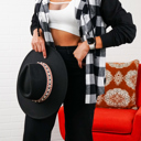 M-L Black Women's Hooded-Two-Tone-Flannel Fall Essential