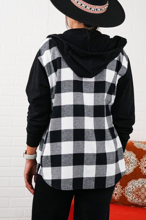 Women's Hooded-Two-Tone-Flannel Fall Essential