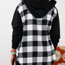 M-L Black Women's Hooded-Two-Tone-Flannel Fall Essential