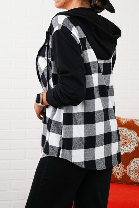 Women's Hooded-Two-Tone-Flannel Fall Essential