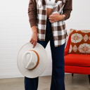 S-M Cinnamon Women's Hooded-Two-Tone-Flannel Fall Essential