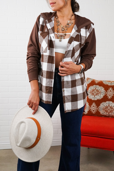 Women's Hooded-Two-Tone-Flannel Fall Essential