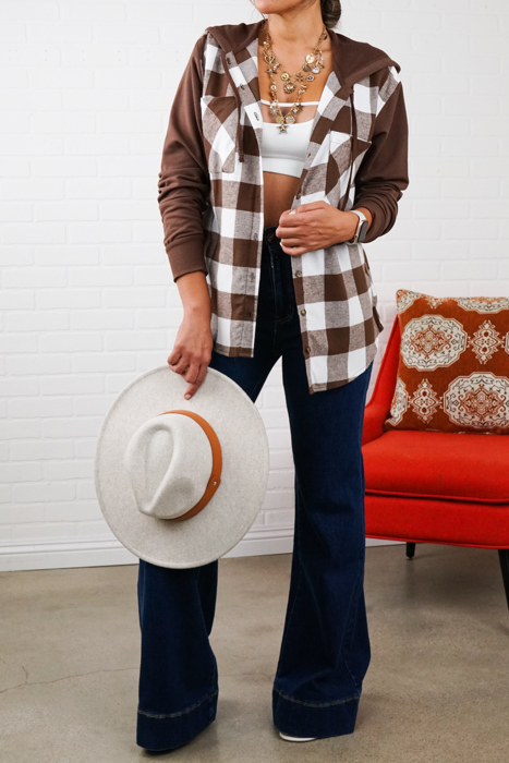 Women's Hooded-Two-Tone-Flannel Fall Essential