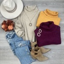 Medium Khaki Claudia Turtle Neck Comfy Sweater