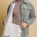 Small Mint Stone Corduroy Button Up Jacket With Sherpa