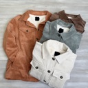 Medium Cocoa Corduroy Button Up Jacket With Sherpa