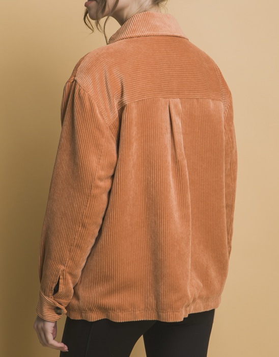 Corduroy Button Up Jacket With Sherpa